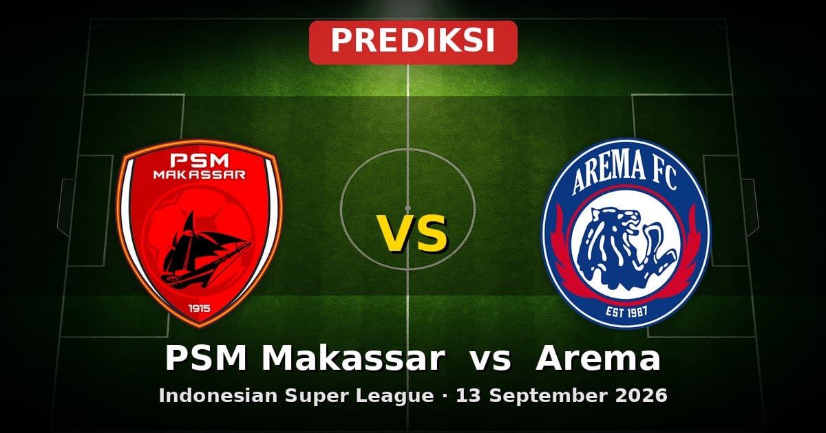 Prediksi PSM Makassar vs Arema: Duel Sengit Indonesian Super League 13 Sept 2026